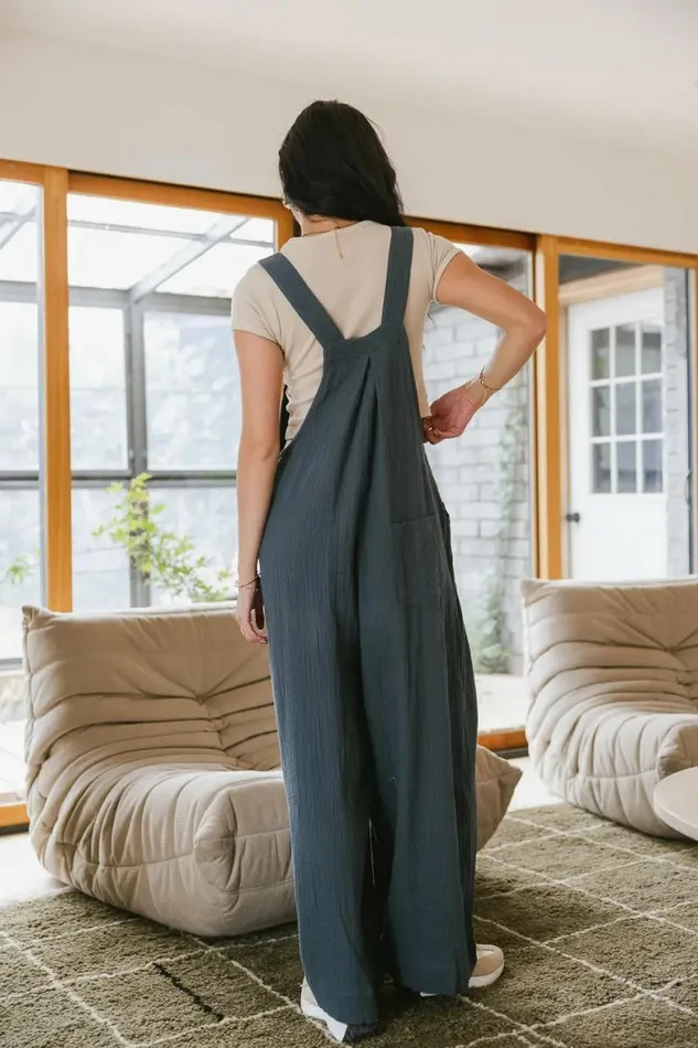 Tristin Wide Leg Jumpsuit In Slate Blue Slate Blue Women Bohme Jumpsuits and Overalls