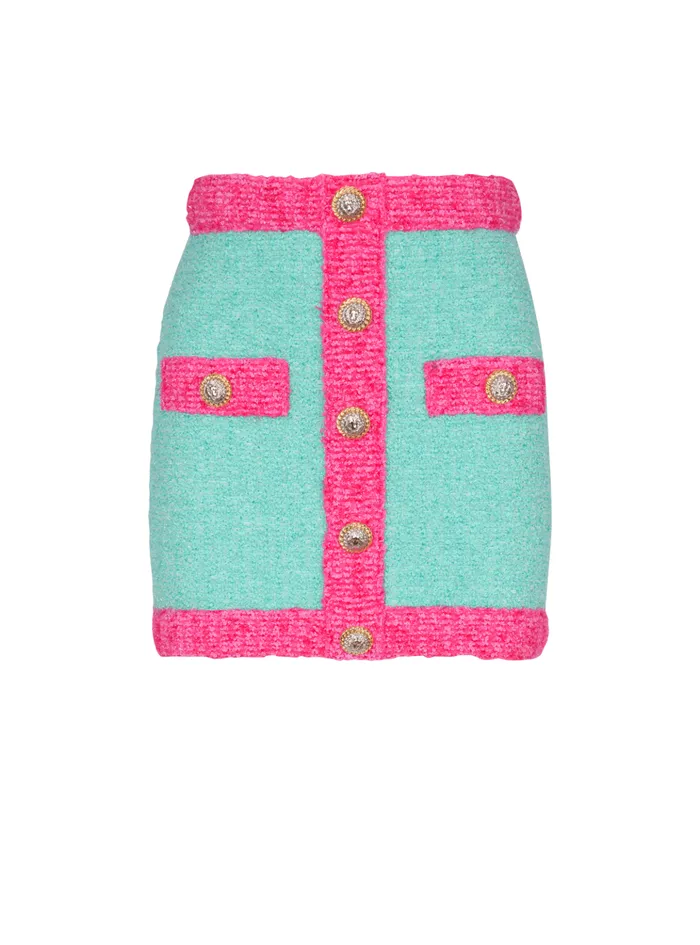 Twotone Buttoned Knit Skirt Multicolor Women Balmain Skirts
