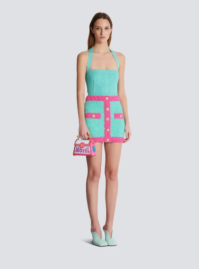 Twotone Buttoned Knit Skirt Multicolor Women Balmain Skirts