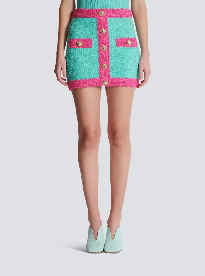 Twotone Buttoned Knit Skirt Multicolor Women Balmain Skirts