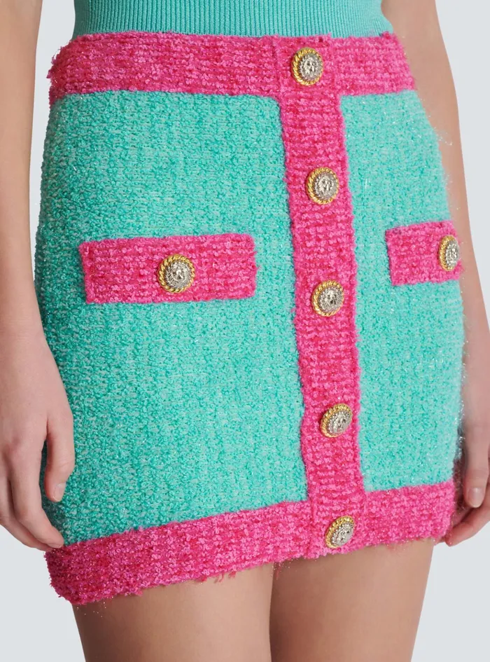 Twotone Buttoned Knit Skirt Multicolor Women Balmain Skirts