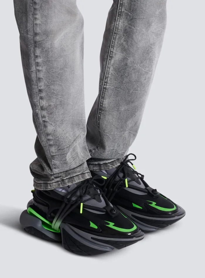 Unicorn Low Sneakers In Neoprene And Calfskin Black Men Balmain Sneakers