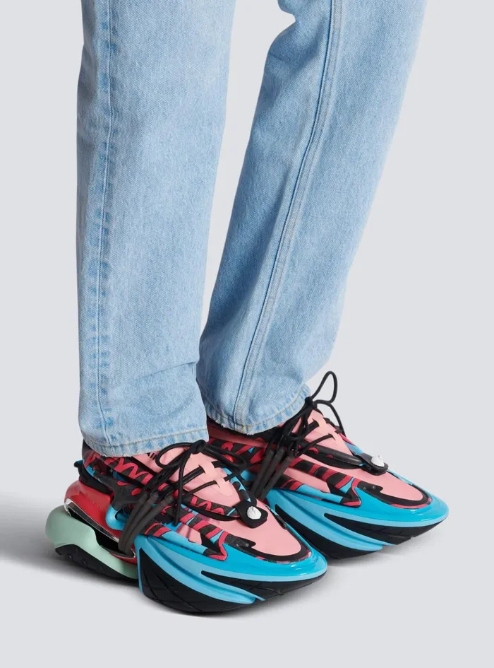 Unicorn Low Sneakers In Neoprene And Calfskin Multicolor Men Balmain Sneakers