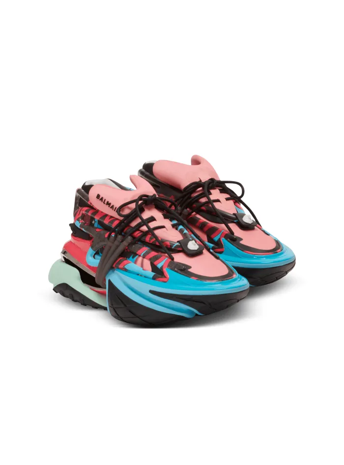 Unicorn Low Sneakers In Neoprene And Calfskin Multicolor Men Balmain Sneakers
