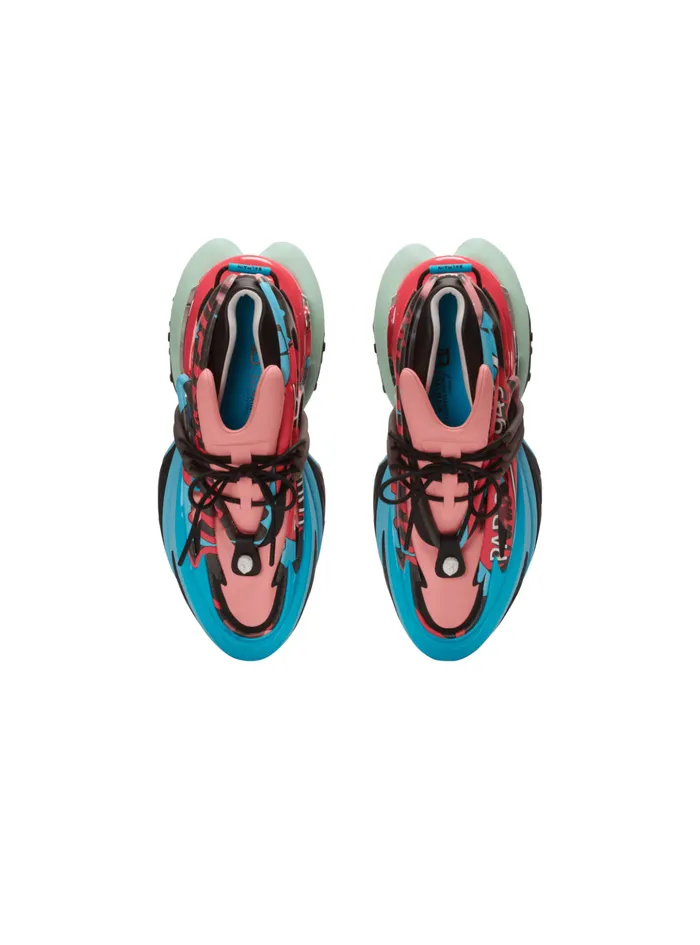 Unicorn Low Sneakers In Neoprene And Calfskin Multicolor Men Balmain Sneakers