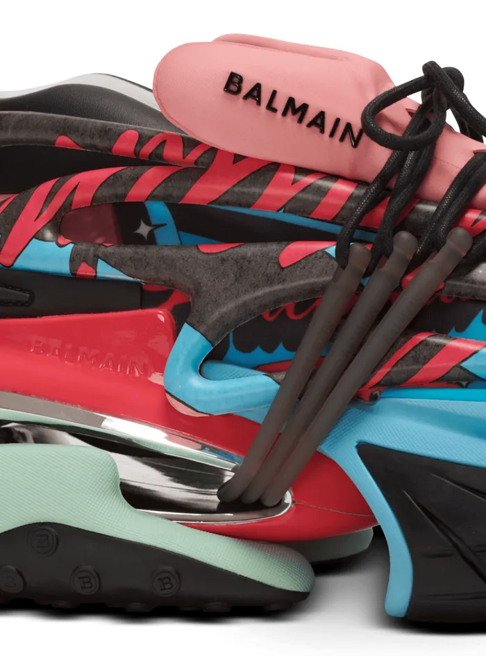 Unicorn Low Sneakers In Neoprene And Calfskin Multicolor Men Balmain Sneakers