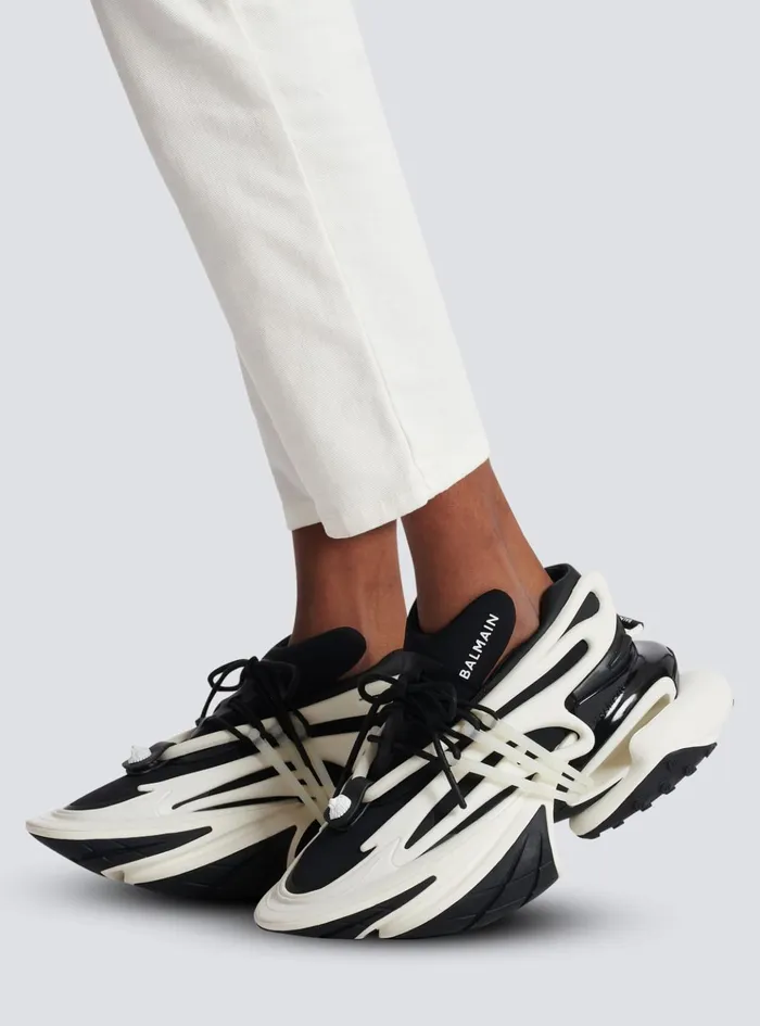 Unicorn Sneakers In Twotone Neoprene And Leather Black Women Balmain Sneakers
