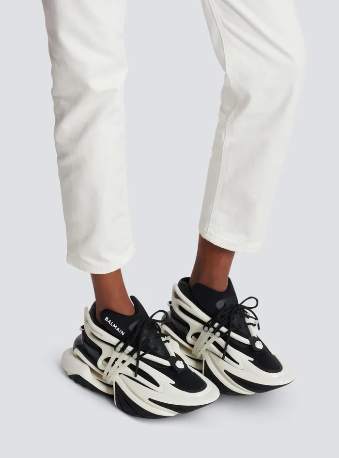 Unicorn Sneakers In Twotone Neoprene And Leather Black Women Balmain Sneakers