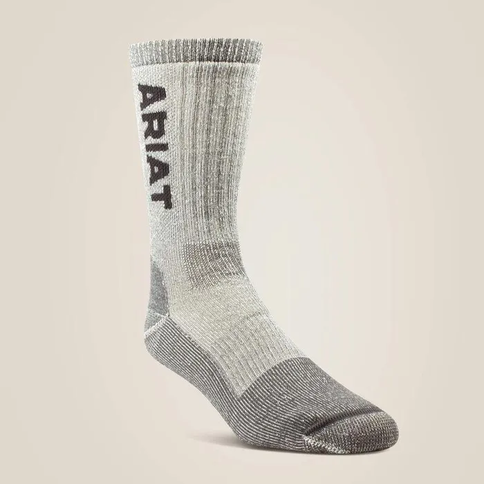 Unisex Socks Ariat Midweight Merino Wool Blend Steel Toe Work Sock Brown