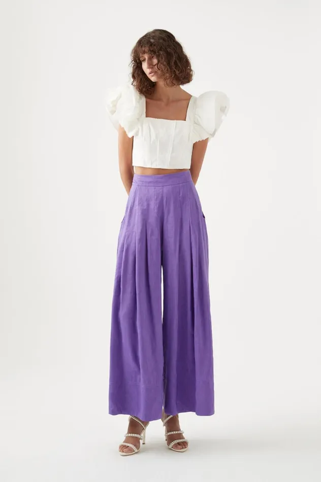 Vanades Frill Crop Top Ivory Women Aje Tops