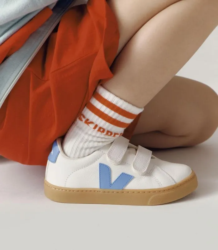 VEJA Esplar Kids ESPLAR LEATHER WHITE AQUA NATURAL