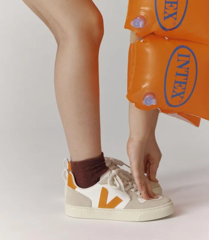 VEJA V10 Kids V10 LACES LEATHER WHITE FURY ALMOND