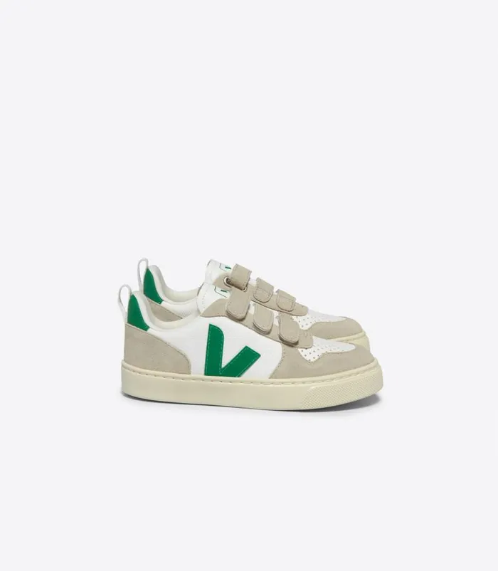 VEJA V10 Kids V10 LEATHER WHITE EMERAUDE