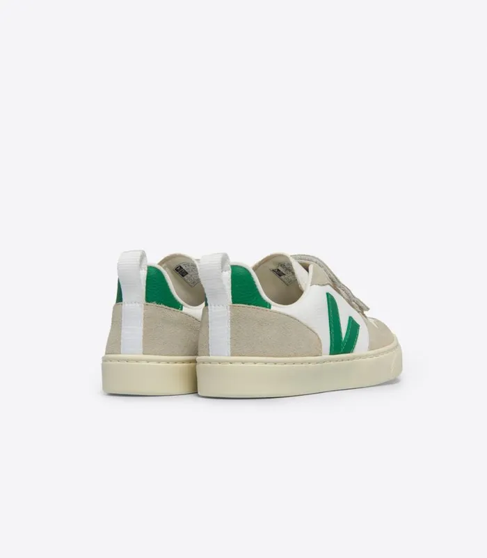 VEJA V10 Kids V10 LEATHER WHITE EMERAUDE
