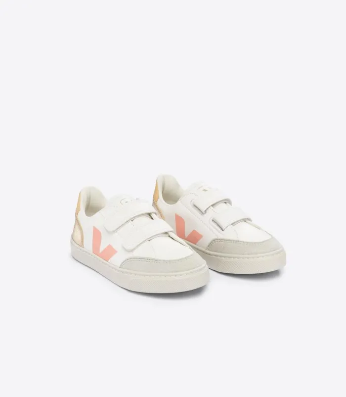 VEJA V12 Kids V12 LEATHER WHITE MULTICO PLATINE