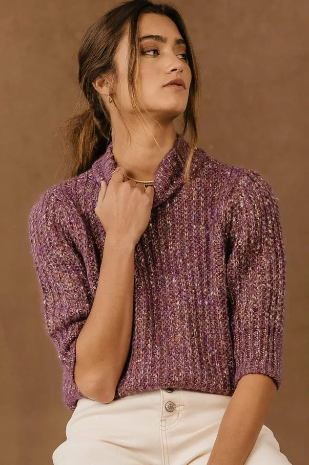 Vero Moda Brie Short Sleeve Sweater In Purple Purple Women Bohme Sweaters