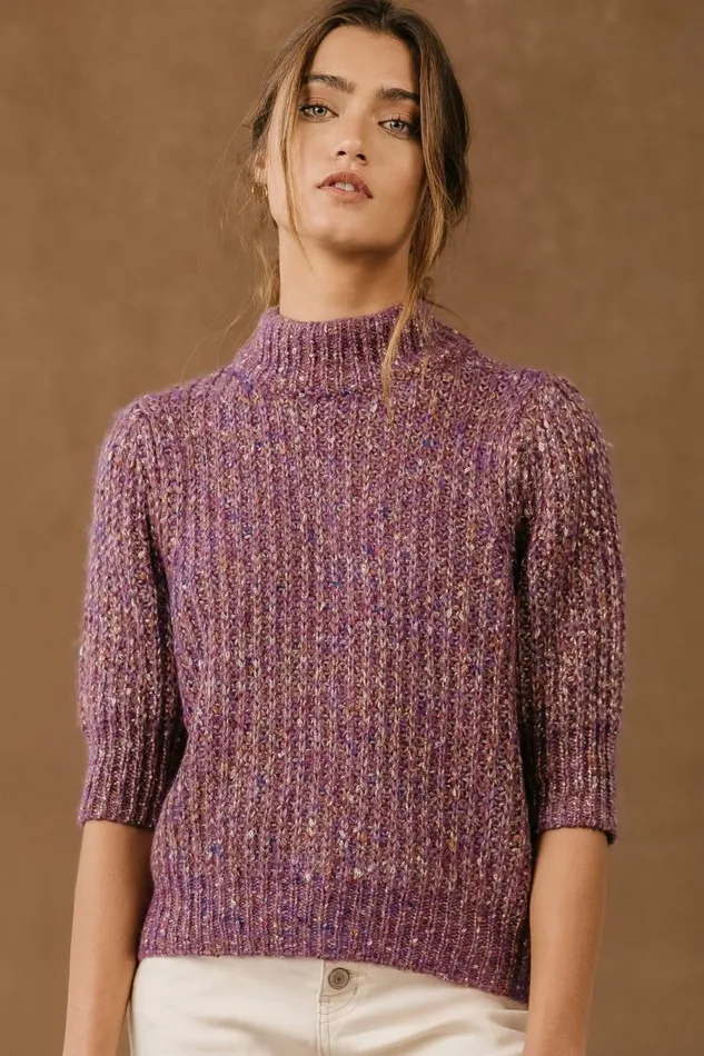 Vero Moda Brie Short Sleeve Sweater In Purple Purple Women Bohme Sweaters