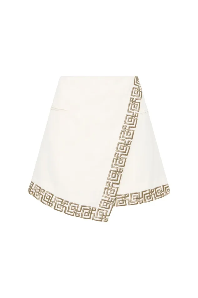 Voyager Embroidered Mini Skirt Ivorydesert Khaki Women Aje Skirts