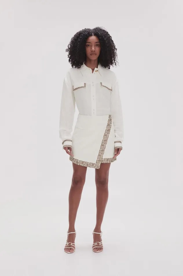 Voyager Embroidered Mini Skirt Ivorydesert Khaki Women Aje Skirts