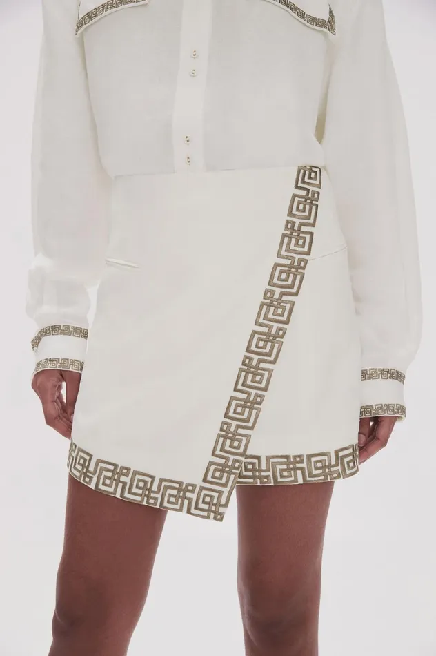 Voyager Embroidered Mini Skirt Ivorydesert Khaki Women Aje Skirts