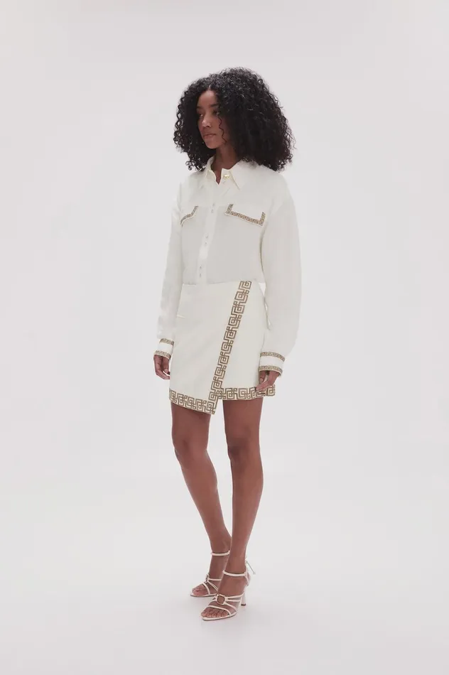 Voyager Embroidered Mini Skirt Ivorydesert Khaki Women Aje Skirts