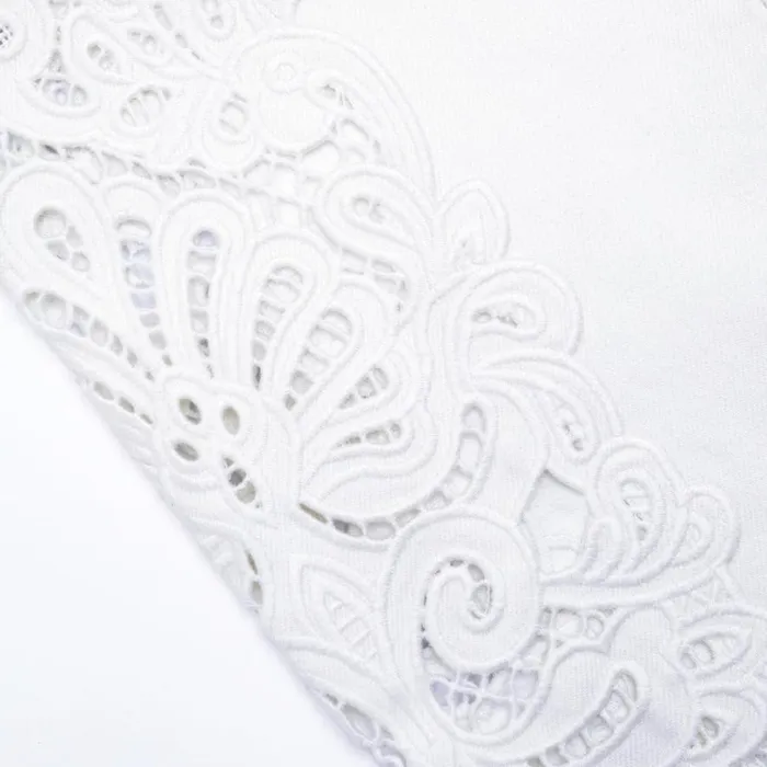 White Cutwork Denim Jeans Women Self Portrait Bottoms White Cutwork Denim Jeans Women Self Portrait Bottoms