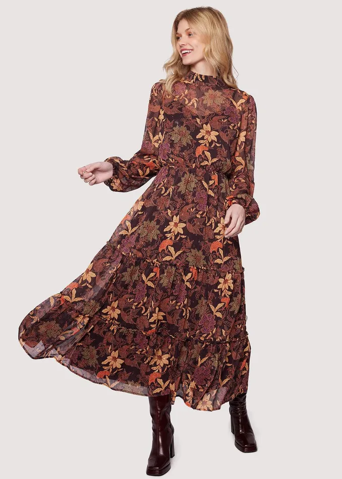 Wild Bergamot LS Maxi Dress Burgundy Women Lost Wander Dresses