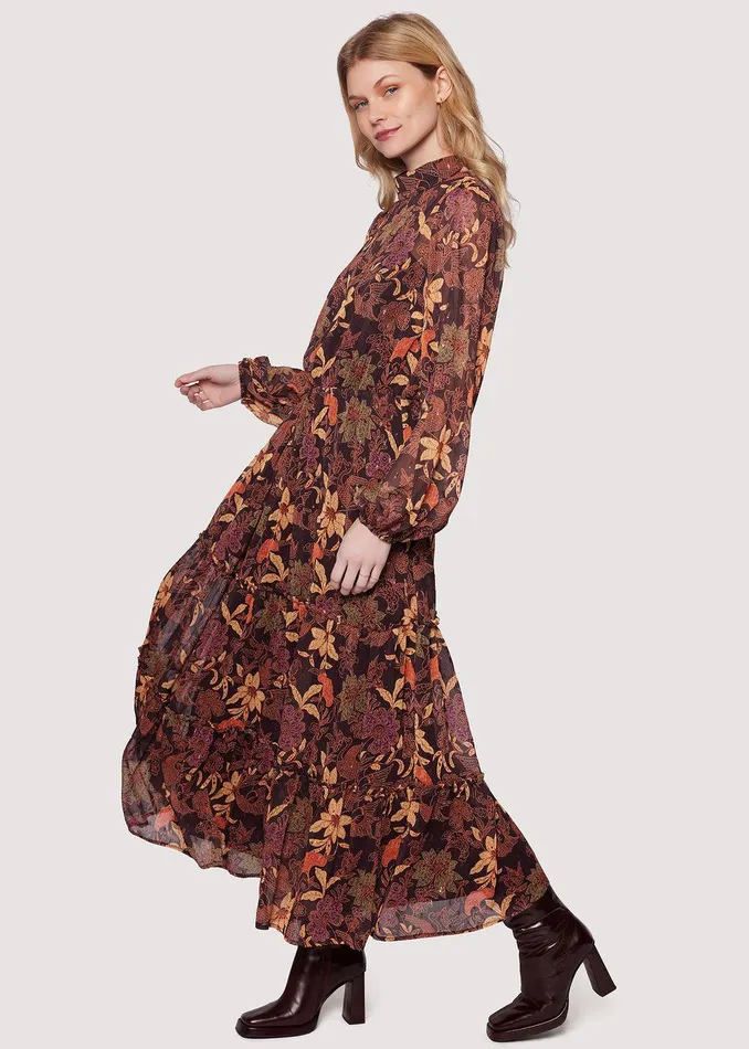 Wild Bergamot LS Maxi Dress Burgundy Women Lost Wander Dresses