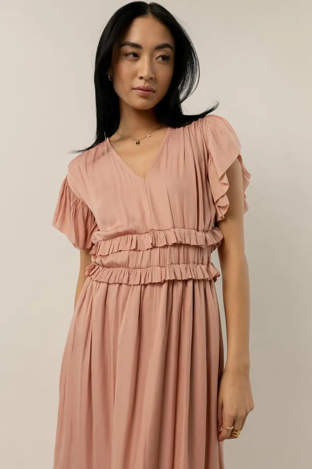 Willa Ruffle Dress In Blush Blush Women Bohme Dresses