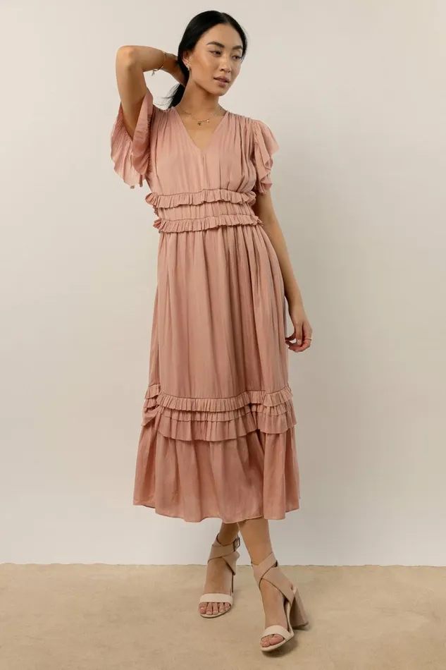 Willa Ruffle Dress In Blush Blush Women Bohme Dresses