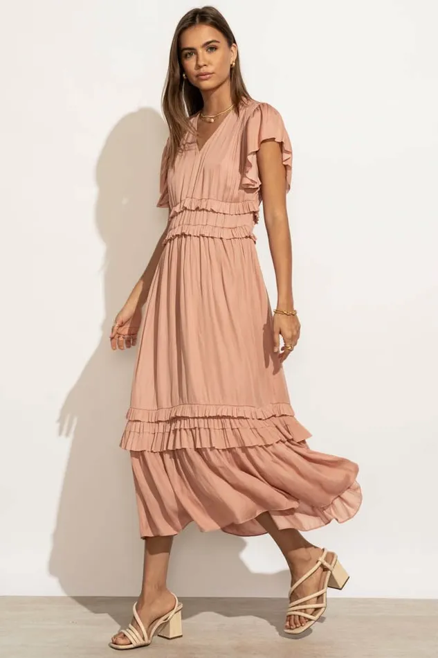 Willa Ruffle Dress In Blush Blush Women Bohme Dresses