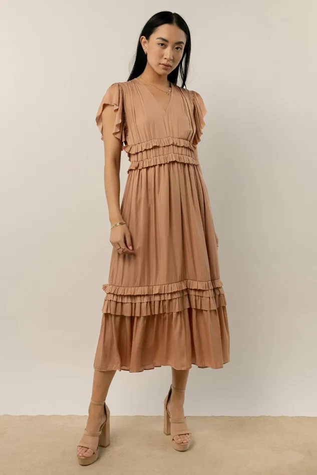 Willa Ruffle Dress In Peach Peach Women Bohme Dresses