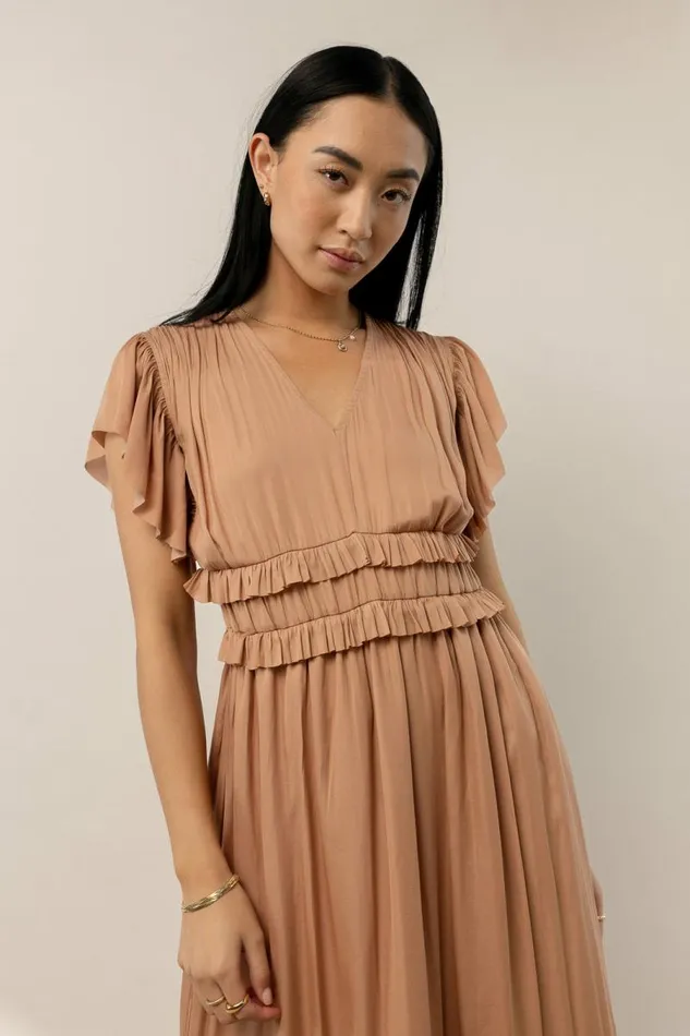 Willa Ruffle Dress In Peach Peach Women Bohme Dresses