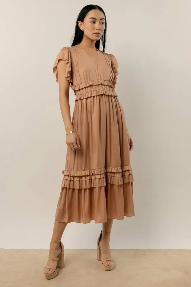 Willa Ruffle Dress In Peach Peach Women Bohme Dresses