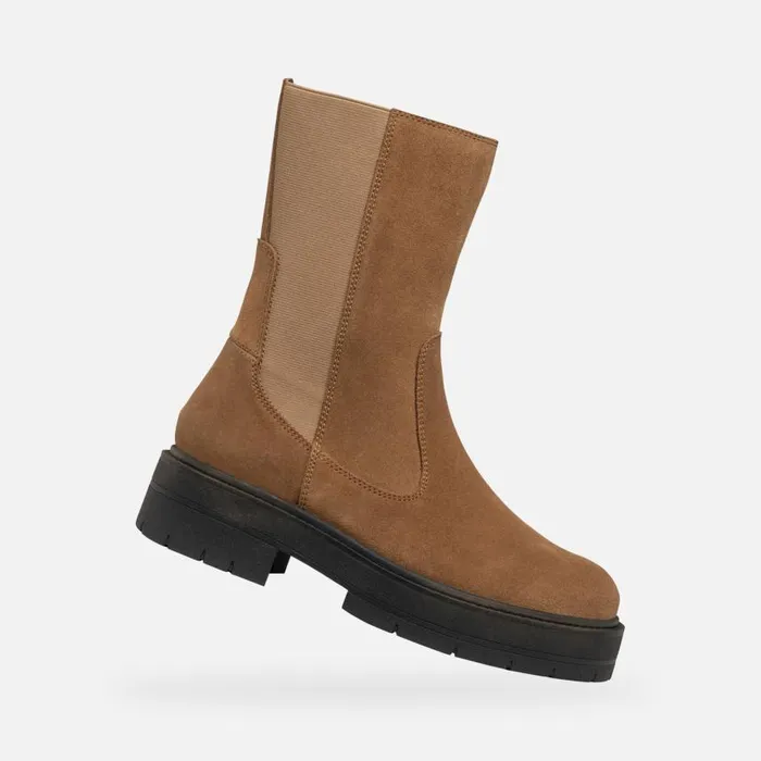 Woman Geox Ankle Boots SPHERICA EC7 WOMAN Mud Chelsea Boots Mud