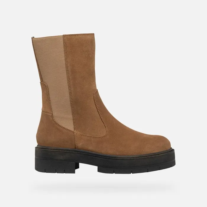 Woman Geox Ankle Boots SPHERICA EC7 WOMAN Mud Chelsea Boots Mud