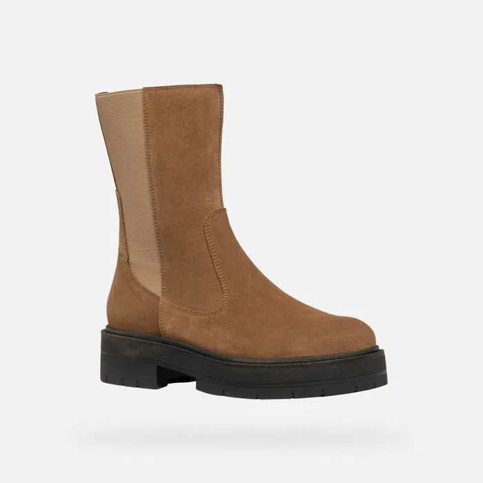 Woman Geox Ankle Boots SPHERICA EC7 WOMAN Mud Chelsea Boots Mud
