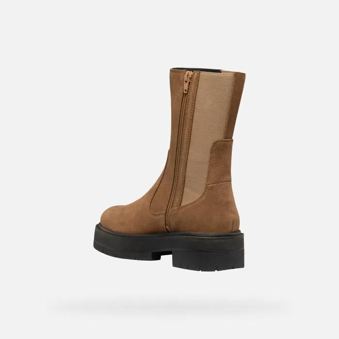 Woman Geox Ankle Boots SPHERICA EC7 WOMAN Mud Chelsea Boots Mud