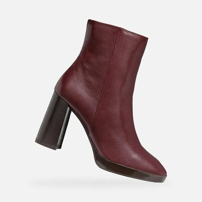 Woman Geox Ankle Boots TEULADA WOMAN Wine Highheel Ankle Boots Wine