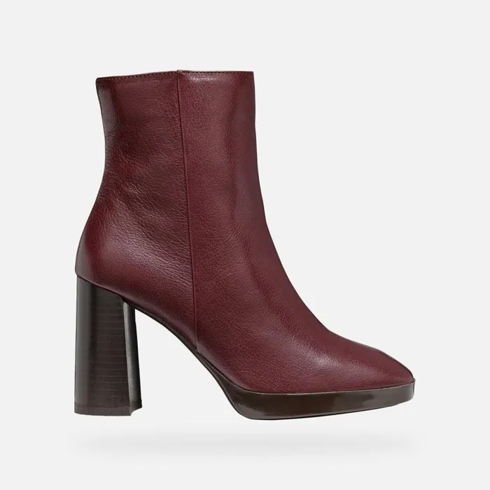 Woman Geox Ankle Boots TEULADA WOMAN Wine Highheel Ankle Boots Wine