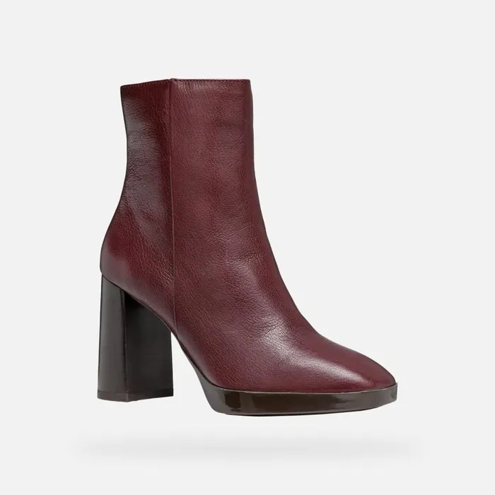 Woman Geox Ankle Boots TEULADA WOMAN Wine Highheel Ankle Boots Wine