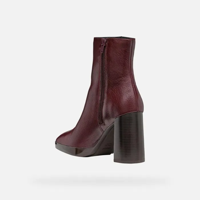 Woman Geox Ankle Boots TEULADA WOMAN Wine Highheel Ankle Boots Wine