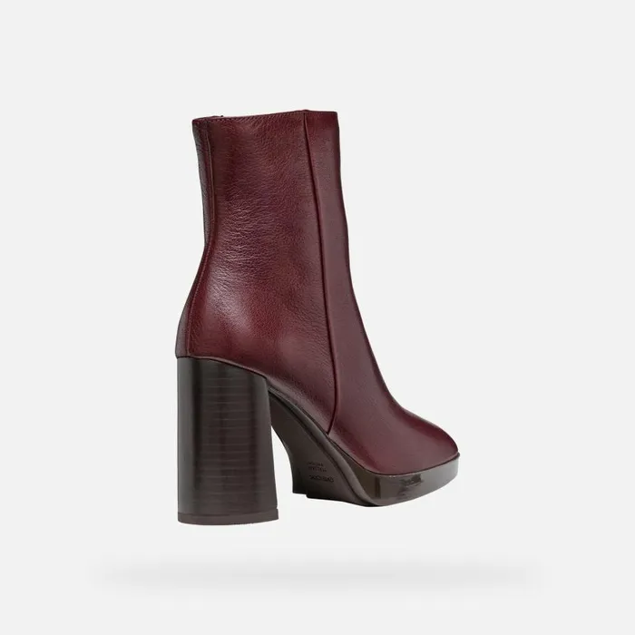 Woman Geox Ankle Boots TEULADA WOMAN Wine Highheel Ankle Boots Wine