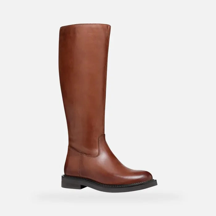 Woman Geox Boots SERILDA WOMAN Light Brown Leather Boots Light Brown