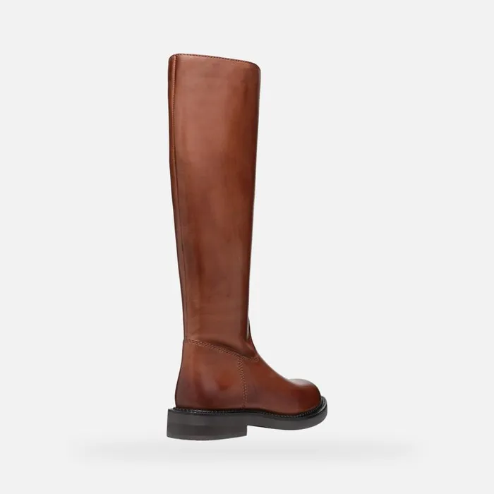Woman Geox Boots SERILDA WOMAN Light Brown Leather Boots Light Brown