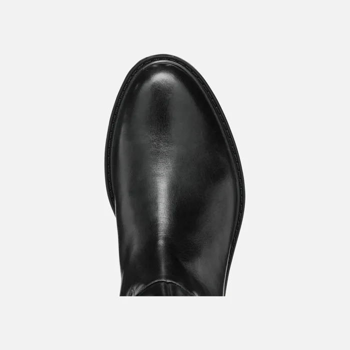 Woman Geox Boots WALK PLEASURE WOMAN Black Leather Boots Black