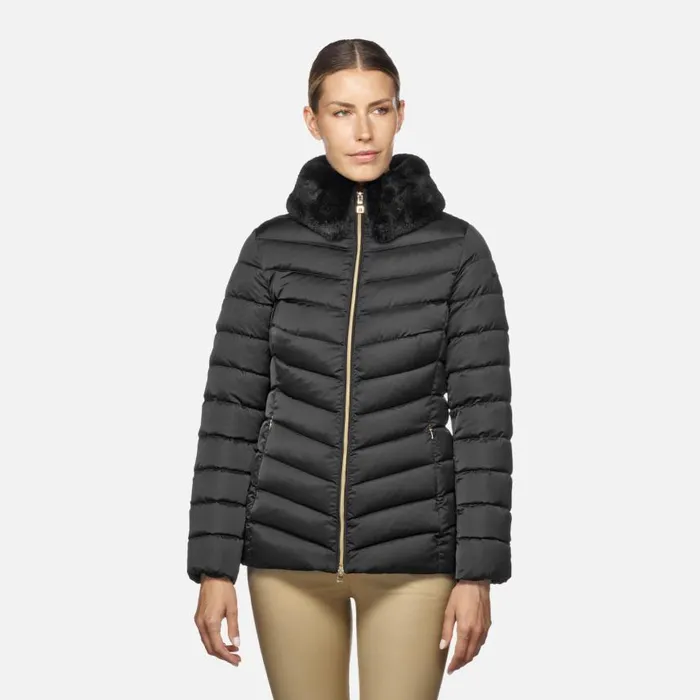 Woman Geox Down Jackets BETTANIE WOMAN Black Short Down Jacket Black