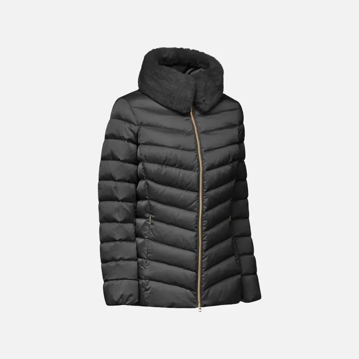 Woman Geox Down Jackets BETTANIE WOMAN Black Short Down Jacket Black