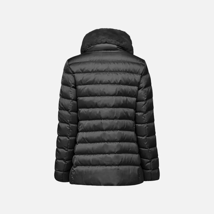 Woman Geox Down Jackets BETTANIE WOMAN Black Short Down Jacket Black