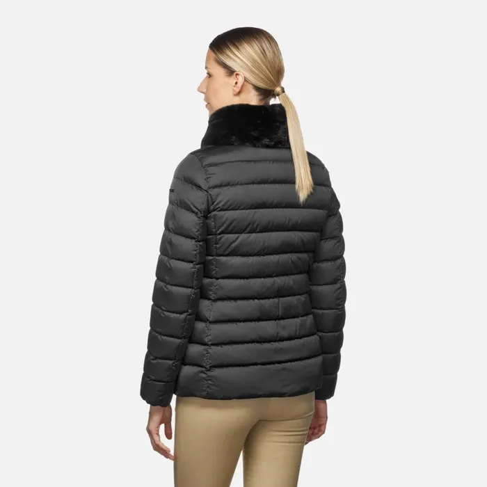 Woman Geox Down Jackets BETTANIE WOMAN Black Short Down Jacket Black